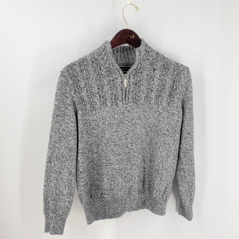 Karen Scott 1/4 Zip Long Sleeve Stand‎ Collared Pullover Sweater Gray Size M